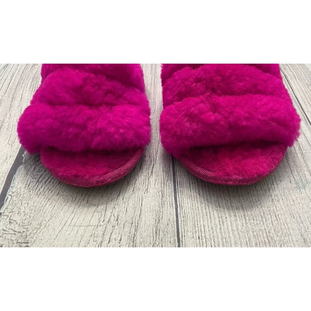 Pink Ugg Uggs Fluff Yeah Little Girl Slides Slippers Sandals Shoes, Size 11